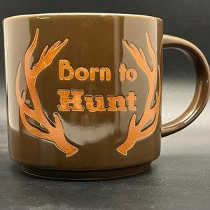 Born To Hunt Bass Pro Shop Mug‎ Brown/Orange Buck Antlers Coffee Cup 16 oz.